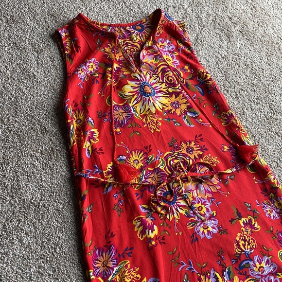 EUC Womens Medium Floral Red Caribbean Dress, sleeveless - Picture 2 of 7